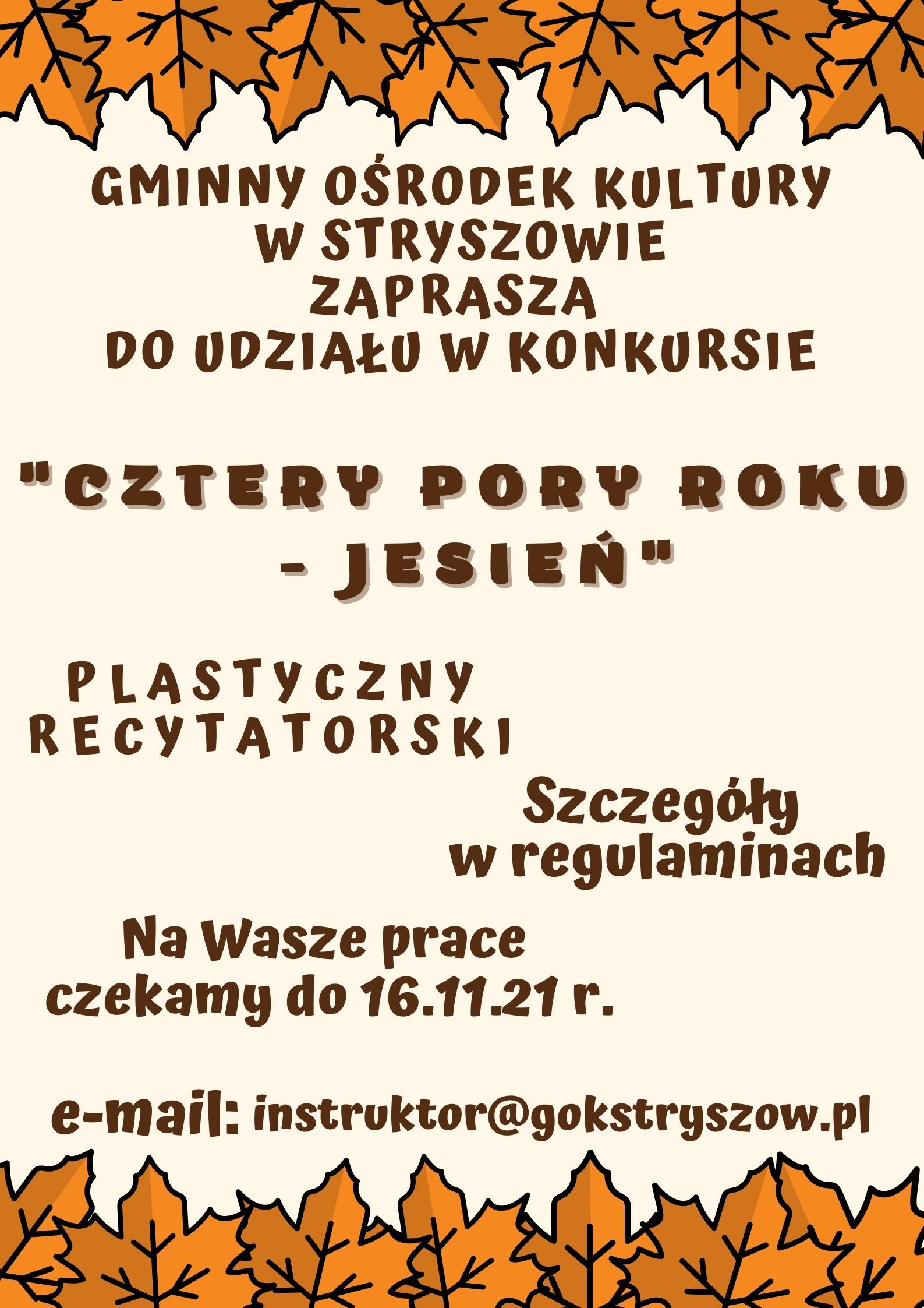 Plakat informujący o konkursie recytatorskim i plastyczym