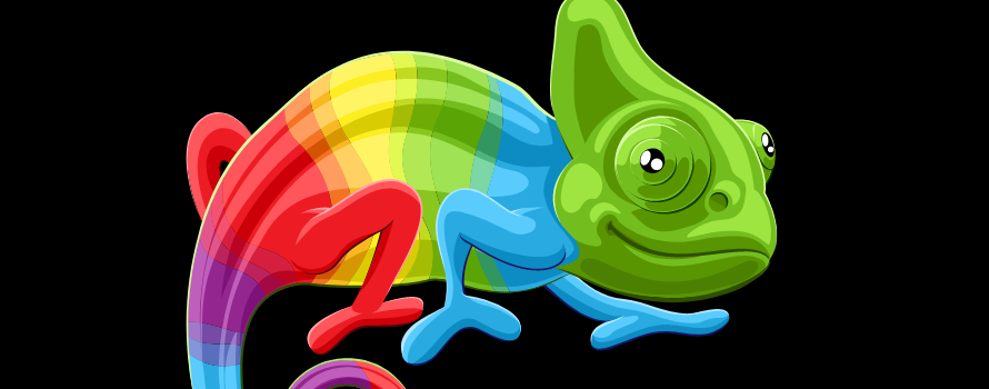 Grafika przedstawiajaca kolorowego kameleona